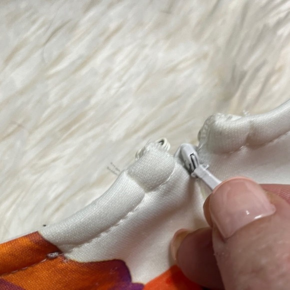 New Alexia Admor Floral Lace Trim Fit & Flare Mini Dress 10 Peach White Fern - Picture 11 of 14